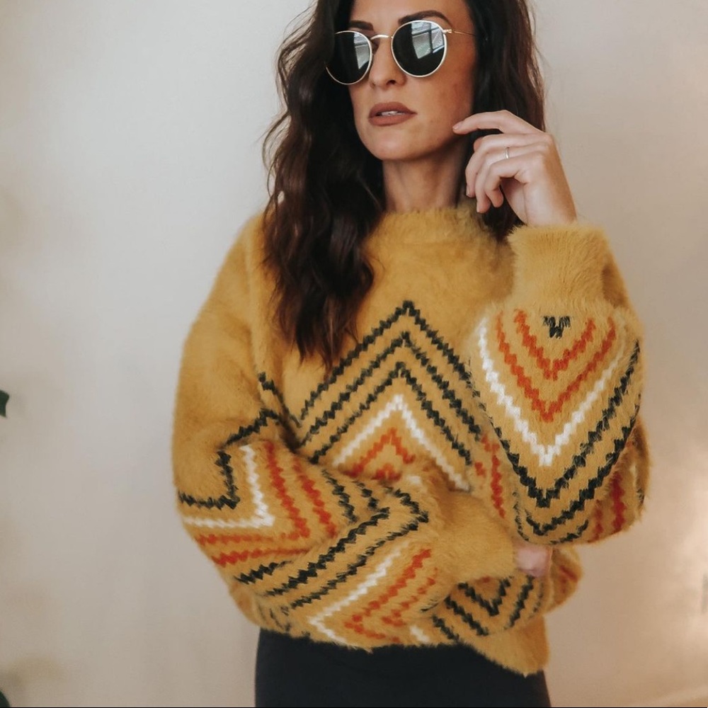 Mustard eyelash sweater by Listicle